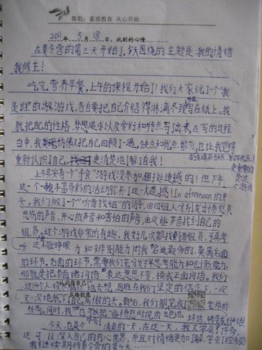 2011年魯勒情商素質(zhì)夏令營(yíng)的日志和學(xué)員感言(部分) 2011年魯勒情商素質(zhì)夏令營(yíng)的日志和學(xué)員感言(部分)